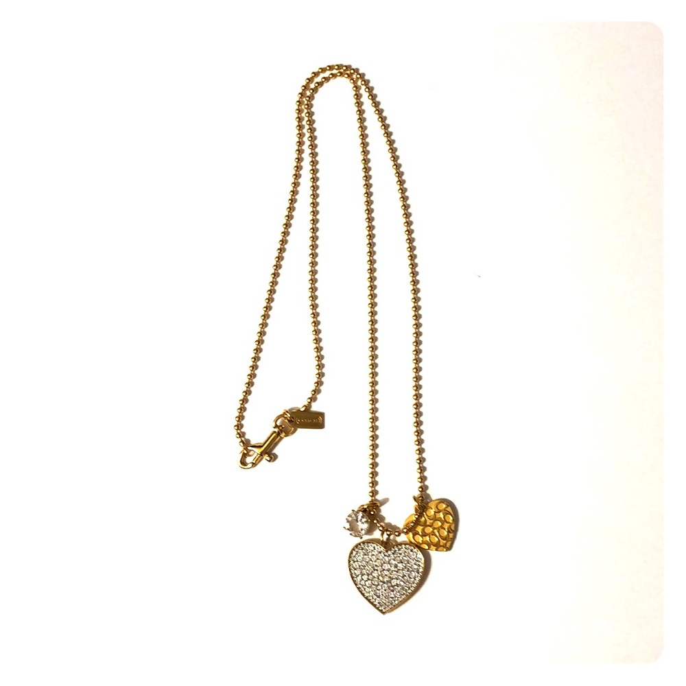 Coach Jeweled Heart Dog Tag Necklace